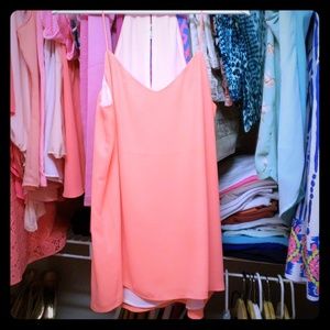 Express Sheer Coral Lined Sleeveless Blouse